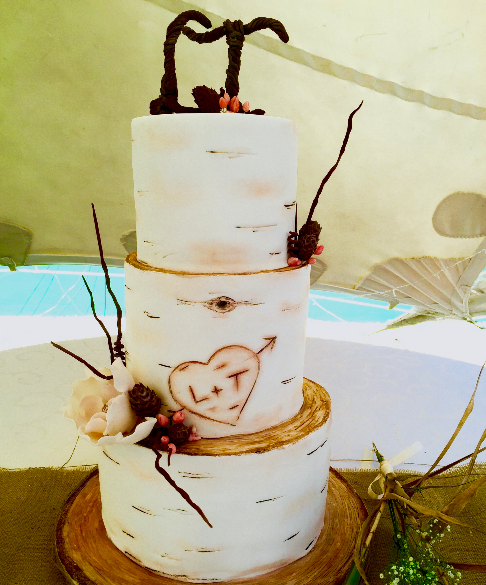 Rustic Birch Tree Wedding Cake