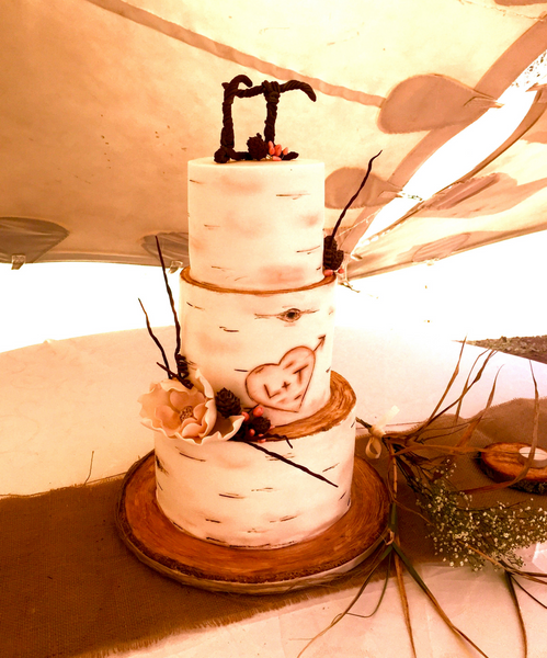 Rustic Birch Tree Wedding Cake
