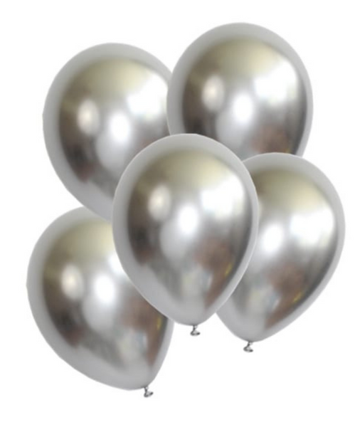 12" Metallic Silver Balloons