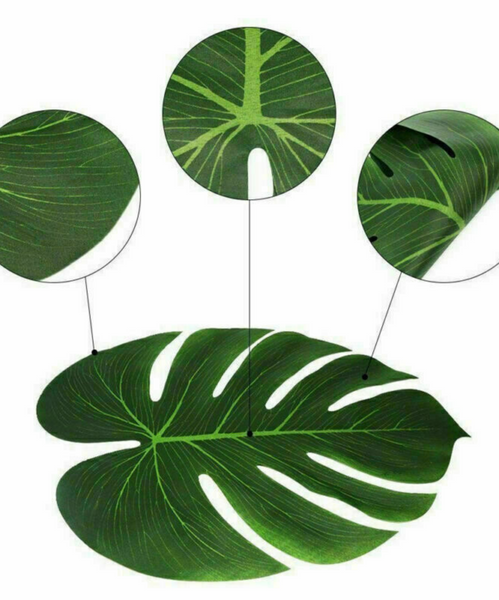 24X Tropical Hawaiian Artificial Palm Leaves Jungle Foliage Luau Party Decor UK