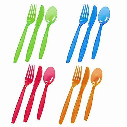 Party Tableware Wedding Solid Colour Plastic Cutlery Set